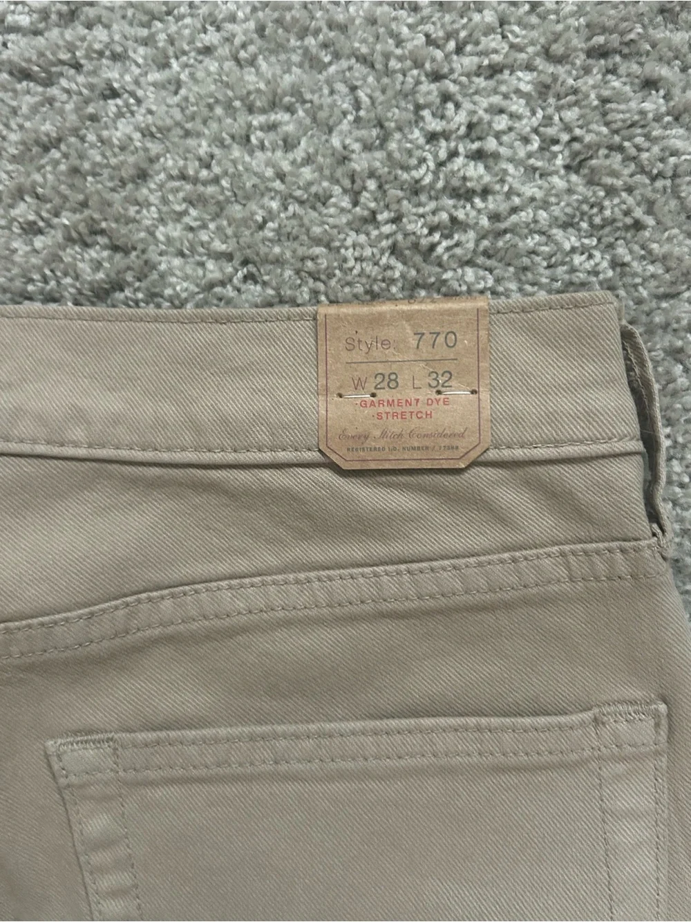 J.Crew Men’s Straight Fit Jeans Beige Garment Dye Stretch Denim Low Rise